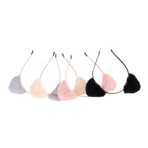 ELAYARD 4Stücke Farbige Katzenohren Haarreif Süßes Tier Stirnband Für Kostüme Und Partys Ohrhaarreifen Mit Flauschigen Details von ELAYARD