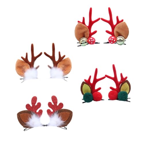 ELAYARD 4paare Weihnachtliche Haarclips Für Mädchen Dekorative Haarschmuck-accessoires Mit Rentiergeweih Pompons Und Glöckchen Für Mädchen An Weihnachten Neujahr Und Festlichkeiten von ELAYARD
