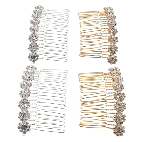 ELAYARD 4stücke Haarkämme Mit Blumenmotiv Aus Legierung Glitzernd Mit Künstlichen Strasssteinen Für Damen in Silber Und Gold Für Hochzeiten Und Brautpartys Als Dekoratives von ELAYARD