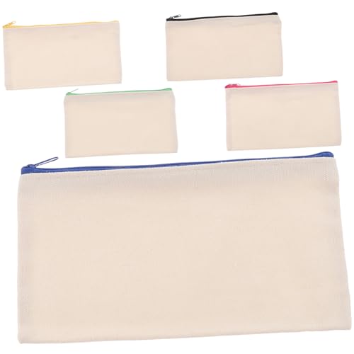 ELAYARD 5 Stück Kleine Canvas Stifteetuis mit Buntem Reißverschluss DIY Graffiti Federmäppchen Tragbare Kosmetiktasche für Mädchen Multifunktionale Make Up und Reiseaufbewahrung von ELAYARD