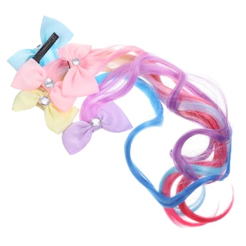 ELAYARD 5 Stück Teiliges Bunte Haarverlängerungen für Mädchen Clip in Haarschmuck mit Schleifen und Locken Langlebige Haarspangen Farbverlaufend für Geburtstage Cosplay Auftritte von ELAYARD