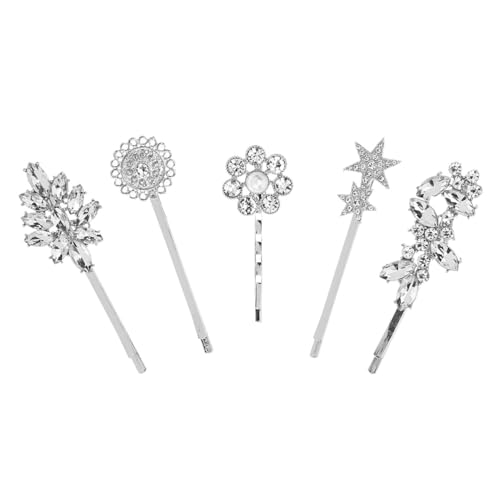 ELAYARD 5 Stück Teiliges Haarschmuck Damen mit Funkelnden Haarspangen und Perlen Modische Haarclips in Stern Blumen und Blattdesign Vielseitig für Hochzeit Party und Alltag Geeignet von ELAYARD