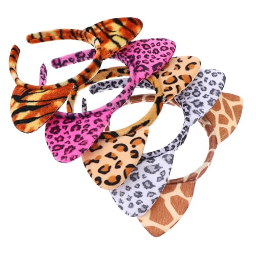 ELAYARD 5 Stück Teiliges Leoparden Katzenohren Haarreif Kreative Tierohren Haarschmuck für Karneval Kostümparty und Festival Verarbeitung mit Einzigartigem Design für Erwachsene und von ELAYARD