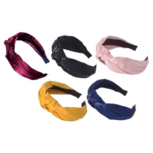 ELAYARD 5 Stück Teiliges Satin Stirnband Haarbänder mit Knoten für Damen Weiche Langlebige Haarreifen zum Waschen und Styling Geeignet für Frauen und Mädchen Modisches Zufällige Farbe von ELAYARD