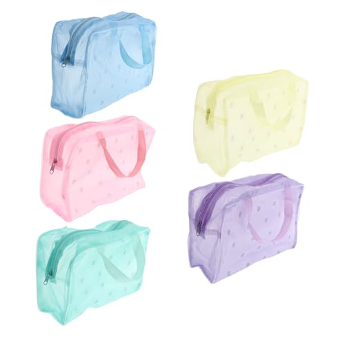 ELAYARD 5 Stück Wasserdichter Kosmetikbeutel Reißverschluss Großer Kapazität Kompakt und Leicht Bunte Kulturbeutel für Reise Zuhause und Tägliche Aufbewahrung Geeignet für Frauen von ELAYARD