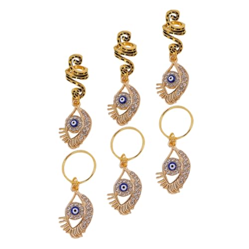 ELAYARD 6 Stck. Teiliges Haarschmuck mit Spiralen und Evil Eye Anhängern aus Metall Robuste Einfache Dreadlock Accessoires für Damen und Mädchen für Flechtfrisuren Partys und Weihnachten von ELAYARD