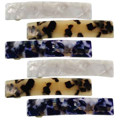 ELAYARD 6 Stück Haarspangen für Dickes Haar Metall acetat Haarklammern für Frauen Stabile Französische Barrettes Vielseitig Leicht für Alltag Make up Dating und Arbeit Zufällige Farbe von ELAYARD