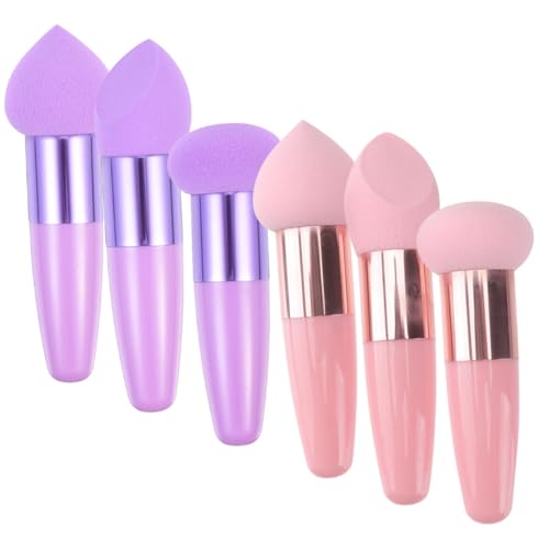 ELAYARD 6 Stück Kosmetik Make Up Pinsel mit Pilzform Foundation Blender für Nass und Trocken Vielseitige Make Up Schwämme für Gesicht Puder Concealer für Frauen und Professionelle von ELAYARD