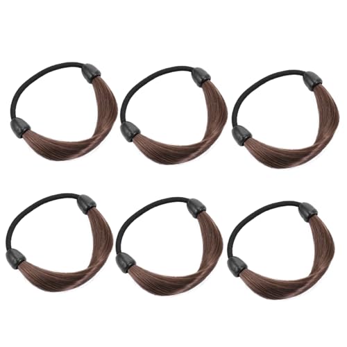 ELAYARD 6 Stück Teiliges Elastisches Haargummi für Damen und Mädchen Weiche Langlebige Haarbänder in Natürlichem Braunton als Pferdeschwanzhalter und Haarschmuck für Alltag und von ELAYARD