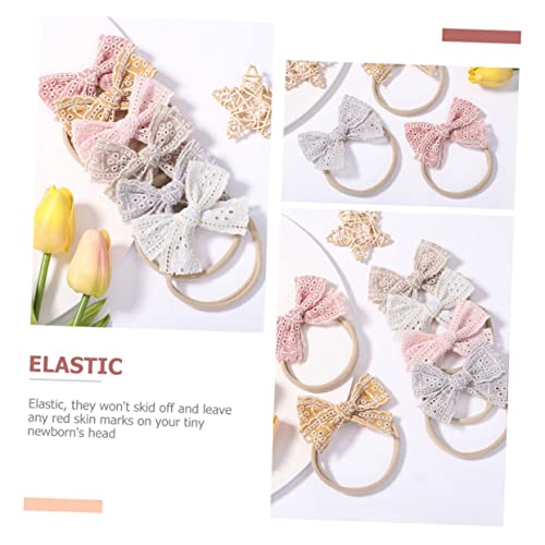ELAYARD 6 Stück Teiliges Haarband mit Elastischem Spitzen Bowknot Weiche Stirnbänder für Neugeborene Mädchen Farbenfrohe Nylon Kopfbedeckungen für Fotoshootings Partys und Alltag von ELAYARD