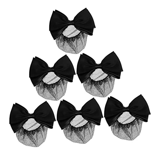 ELAYARD 6 Stück Teiliges Haarnetz für Damen Elastisches Schwarzes Haarnetz mit Schleifen Design Stabiler für Dutt und Ballett Eleganter Haarschmuck für Arbeit und Festliche Anlässe von ELAYARD