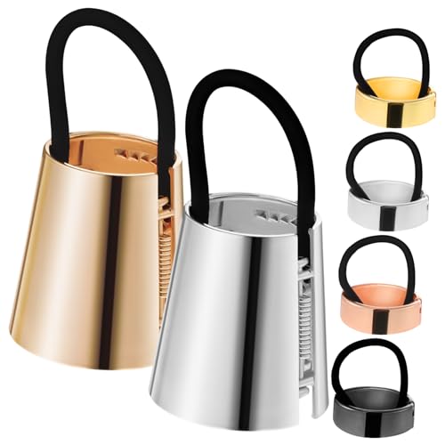 ELAYARD 6 Stück Teiliges Metall Ponytail Hair in Roségold Gold Silber Schwarz Moderne Haarschmuck Ringe für Frauen Mädchen Vielseitig Einsetzbare Haarmanschetten für Verschiedene von ELAYARD