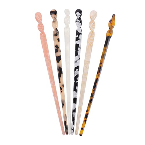 ELAYARD 6 Stück Teiliges Retro Haarstäbchen aus Acetat Einfache Haarnadeln für Duttfrisuren Leichte und Langlebige Haarschmuck für Damen mit Mittellangem Langem Haar Elegant und Schonend von ELAYARD