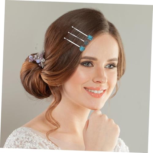 ELAYARD 6 Stück Teiliges Türkise Haarnadeln mit Herz Blumenmotiven Innovative Langlebige Haarspangen für Damen Chinesisch Inspirierte Traditionelle Haaraccessoires zur Stilvollen von ELAYARD