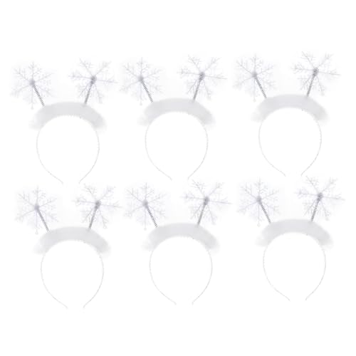 ELAYARD 6 Stück Teiliges Weihnachts Haarreifen Schneeflocken aus Weißem Material Festlicher Haarschmuck für Winterpartys Weihnachten Karneval und Familienfeiern Auffälliges Accessoire für von ELAYARD
