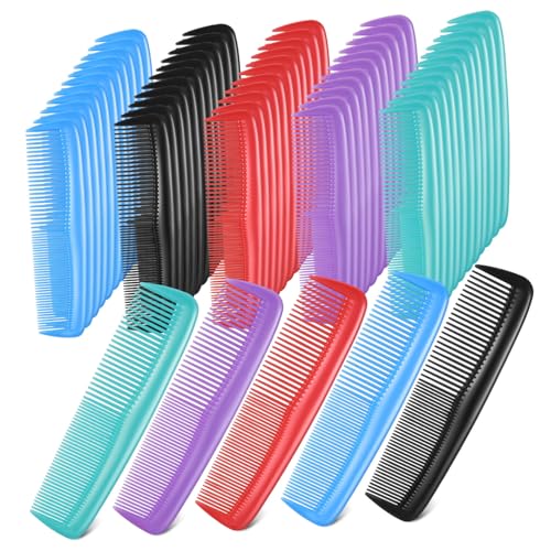 ELAYARD 60 Stück Haarkämme Feinzahn Grobzahn Frisierkämme Pocket Combs für Damen Herren Vielseitig Glatt Schonend in Schwarz Rot Grün Blau von ELAYARD