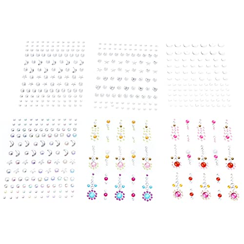 ELAYARD 6Blätter Wasserfeste Edelsteine Aufkleber für Gesicht Dekoration Glänzende Makeup Aufkleber für Partys Festivals Halloween und Besondere Anlässe aus Sicherem Harz von ELAYARD