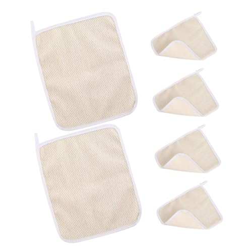 ELAYARD 6stücke Peeling-handtuch Für Täglichen Gebrauch Schnelltrocknend Mit Kurzen Schlaufen Entfernt Abgestorbene Hautzellen Schweiß Und Fett Beige von ELAYARD