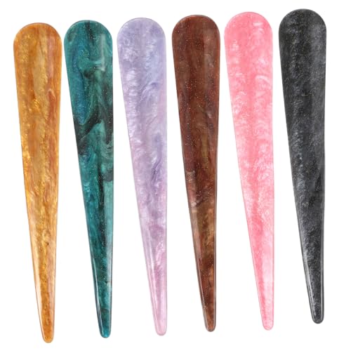 ELAYARD 6 Stück Mode Große Haarnadel Acryl Haar Clips Rutschfeste Haarklammern für Dickes Haar Dekorative Haarspangen Hochsteckfrisur Zubehör für Frauen von ELAYARD