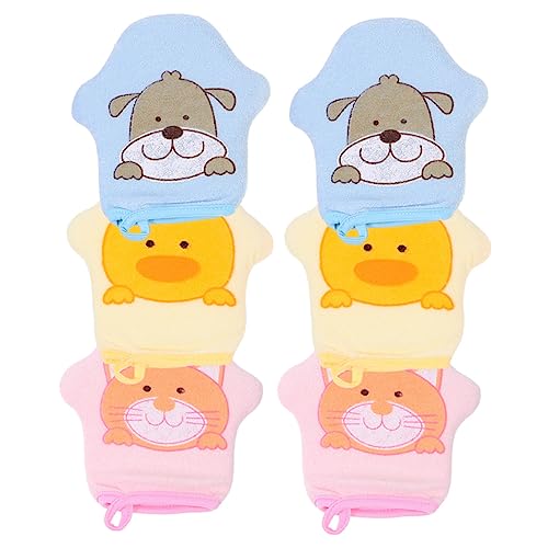 ELAYARD 6stücke Badehandschuhe Für Junge Mädchen Aus Hochwertigen Materialien Babywaschhandschuhe Mit Cartoon-design Kinderbadehandschuhe Zum Peelen Und Reinigen Säuglingsbadehandschuhe Fü von ELAYARD