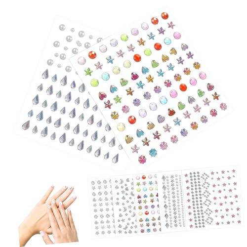 ELAYARD 7 Blätter Teiliges Glitzersteine Selbstklebend Strasssteine Gesichtsschmuck Aufkleber Vielseitig für Make Up Festival Craft und Dekoration von Handys Taschen und Laptops von ELAYARD
