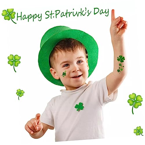 ELAYARD 72 Stück Teiliges Kleeblatt Tattoos Temporäre Gesichtstattoos Dekorative Aufkleber für Saint Patricks Day Party Einfach Anzuwenden Glänzende Festival Deko und Diy Körperschmuck von ELAYARD