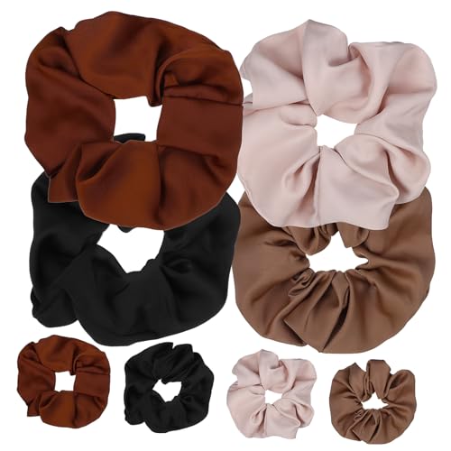 ELAYARD 8 Stück Teiliges Große Elastische Haargummis aus Doppelseitigem Leinen Weiche Schonende Haarringe für Damen Vielseitig Kombinierbar Geeignet für Alltag Party und Arbeit von ELAYARD