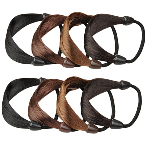 ELAYARD 8 Stück Teiliges Haargummi für Frauen und Mädchen Elastische Dehnbare Haarbänder in Schwarz und Braun Modische Ponytail Holder Tie mit Fester Fixierung Geeignet für Partys und von ELAYARD