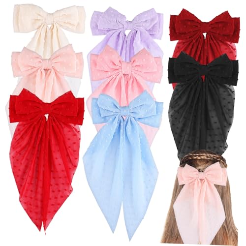 ELAYARD 8stücke Haarspangen Schleifen Übergroße Für Mädchen Mit Langem Haarschleifen-clips Haar-accessoires Teenager-mädchen Lange Haarbänder von ELAYARD