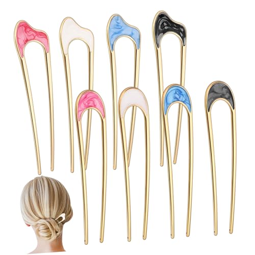 ELAYARD 8 Stück Teiliges U Förmige Haarnadeln für Damen Sicherer Geeignet für Haartypen Leichte Metall Haarklammern in Mehreren Farben Design für Stilvolle Frisuren von ELAYARD