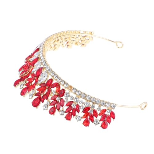 ELAYARD Barock Brautkrone mit Strasssteinen Rote Funkelnde Tiara Brautschmuck Leicht Langlebig Stilvolles Diadem für Hochzeit Fotoshooting Festliche Anlässe von ELAYARD