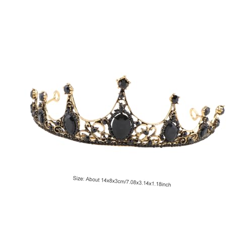 ELAYARD Barock Schwarze Tiara Strass Diadem Hochzeit Braut Haarschmuck Leichtes Festzug Accessoire von ELAYARD