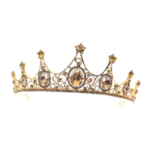 ELAYARD Barock Tiara Krone Haarschmuck für Frauen und Bräute Goldfarbene Langlebige und Strahlende Hochzeit Stirnband mit Funkelnden Schmuckdetails Geeignet für Party Engagement und von ELAYARD