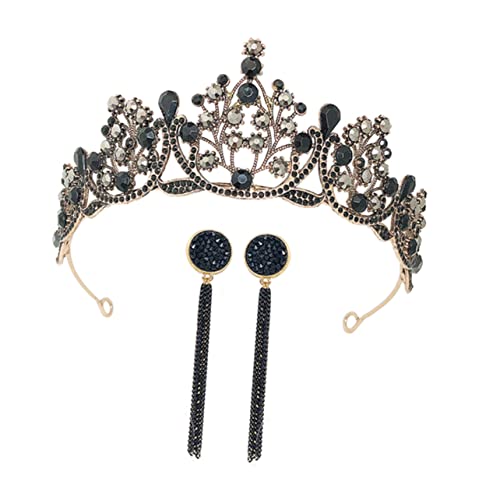 ELAYARD Barock Vintage Brautkrone Set mit Funkelnden Strasssteinen Teiliges Hochzeit Haaraccessoire mit Tiara und Ohrringen Eleganter Haarschmuck für Braut Brautjungfern und Festliche von ELAYARD