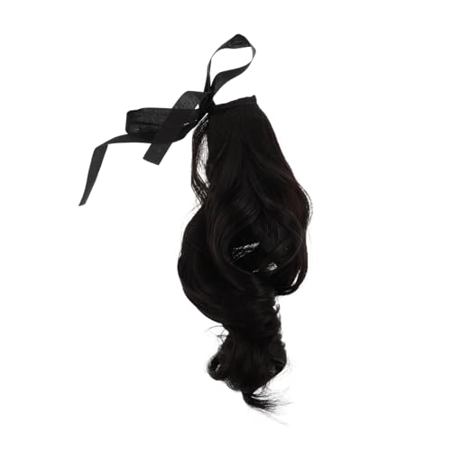 ELAYARD Brauner Gewellter Pferdeschwanz Haarteil mit Kordelzug Natürliche Wellige Kurzhaarverlängerung Komfortable und Langlebige Fake Ponytail Extensions für Damen Modischer Hoher von ELAYARD