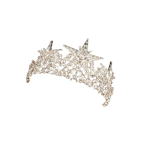 ELAYARD Braut Tiara Silber mit Funkelndem Stern Leichter Hochzeit Haarschmuck für Party Verlobung und Festliche Anlässe Handgefertigte Langlebige Kopfbedeckung von ELAYARD