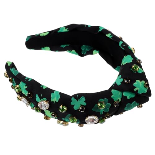 ELAYARD Breites Damen Stirnband Mit Kleeblatt Knoten Design Irische Festival Stirnbänder Haarschmuck Für St Patrick's Day Und Besondere Anlässe von ELAYARD