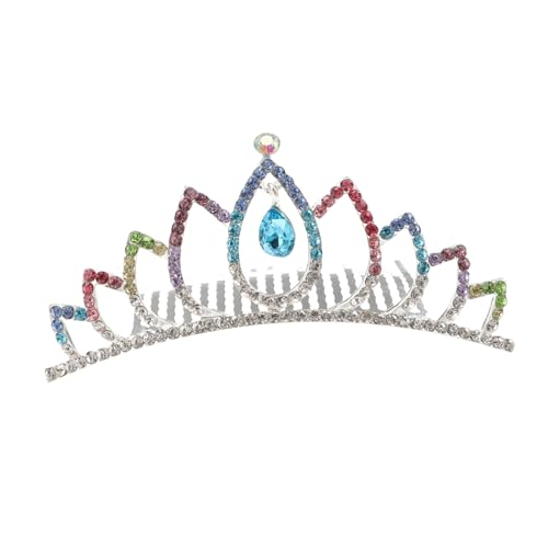 ELAYARD Bunte Strass Braut Krone Haarkamm aus Langlebiger Legierung Eleganter Tiara Clip für Damen Hochzeit Modisches Kopfstück für Braut Brautjungfern und Festliche Anlässe von ELAYARD