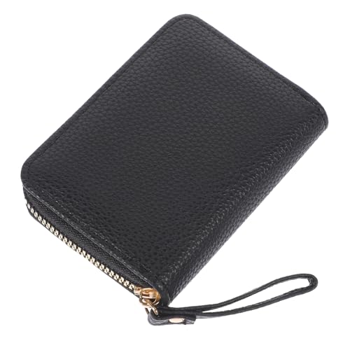 ELAYARD Damen PU Kartenetui Großem Fassungsvermögen Reißverschluss Geldbörse mit Vielseitigen Fächern Modische Clutch für Kreditkarten und Ausweise Schwarzer Organizer von ELAYARD