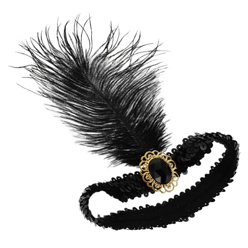 ELAYARD Eleganter Schwarzer Haarreif mit Pailletten Vintage Kopfschmuck Damen für Halloween Kostüm Flapper Headband Vielseitiges Accessoire für Maskenball und Party von ELAYARD