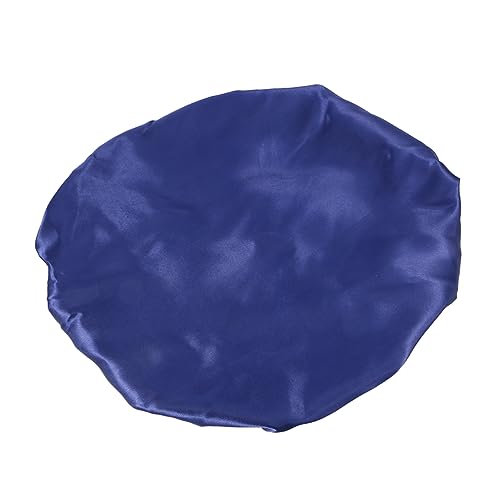 ELAYARD Extra Große Satin Schlafhaube mit Elastischem Bund Atmungsaktive Leichte Bade und Haarschutzmütze für Damen Verstellbar aus Hochwertigem Satinstoff Dunkelblau von ELAYARD