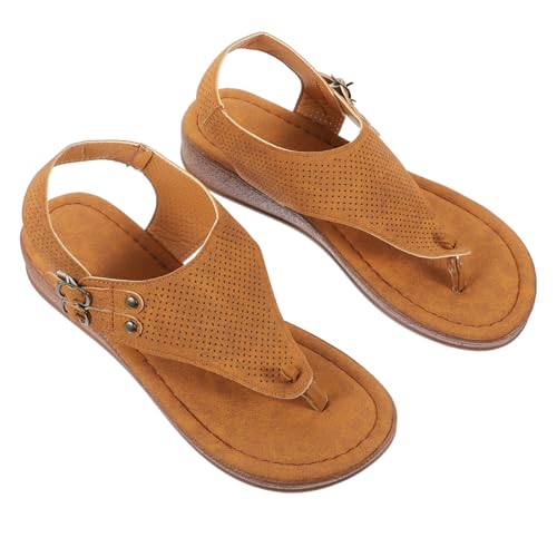 ELAYARD Flache Damen Sandalen PU Material Rutschfeste Sohle Atmungsaktiv Sommer Strandschuhe Leichte Beach Slipper für Alltag und Party von ELAYARD