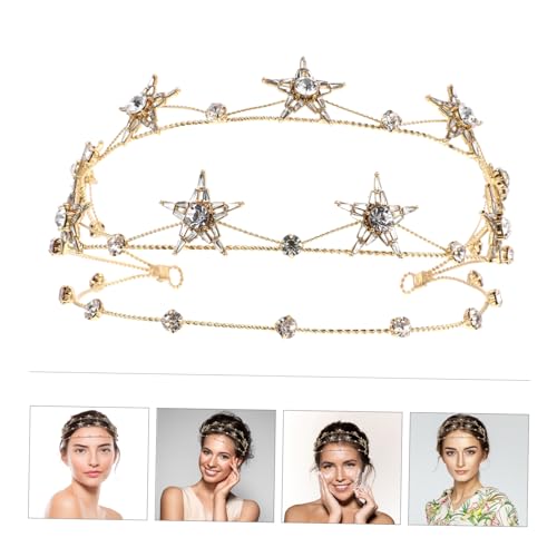 ELAYARD Goldene Braut Tiara mit Funkelnden Sternen und Strasssteinen Eleganter Haarschmuck für Frauen Perfektes Accessoire für Hochzeit Party Geburtstag und Festliche Anlässe von ELAYARD