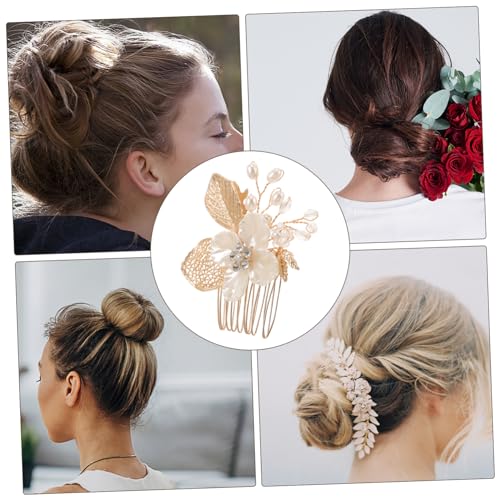 ELAYARD Goldener Haarkamm mit Blattmotiv Filigranes Design Leichter Brautschmuck Haarschmuck Damen Vielseitiger Kopfschmuck für Hochzeit und Alltag Eleganter Haar Accessoire Clip von ELAYARD
