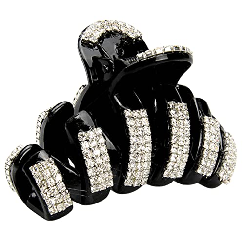 ELAYARD Große Haarklammer mit Funkelnden Strasssteinen Modischer Haarschmuck für Damen Robuste Haarspange für Alltag Party und Büro Eleganter Acryl Schwarz Langlebig und Dekorativ von ELAYARD