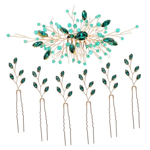 ELAYARD Grüner Haarkamm Teiliges mit Französischen Haarnadeln Leichter Bequemer Brautschmuck für Hochsteckfrisuren Sicherer Vielseitig für Hochzeit und Alltag Geeignet von ELAYARD