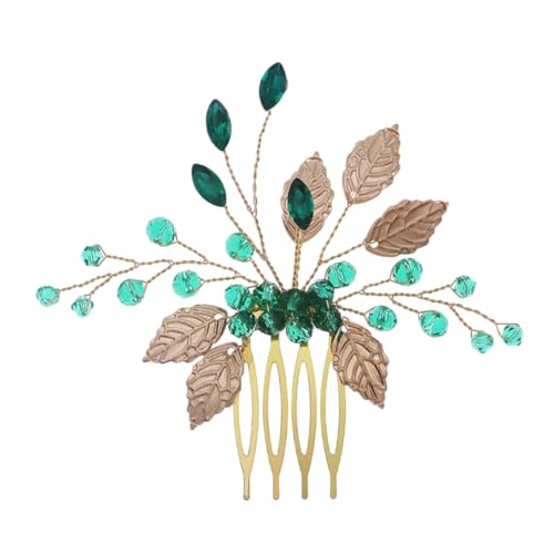 ELAYARD Handgefertigter Haarkamm mit Grünen Kristallblättern Leichter Brautschmuck für Hochzeiten Elegant und Einfach zu Tragen Geeignet für Hanfu frisuren und Festliche Anlässe von ELAYARD