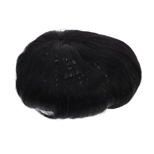 ELAYARD Herren Echthaar Toupet Kurze Natürliche Haarverlängerung Leichtes Haarteil für Männer Atmungsaktiv Unsichtbar zur Abdeckung von Glatzen und Haarausfall von ELAYARD