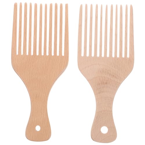 ELAYARD Holzkamm Afro Pick mit Breiten Zähnen aus Langlebigem Holz Antistatisch Ergonomisch Geformt für Damen und Herren Haarstyling Werkzeug für Lockiges Haar und Tägliche Anwendung von ELAYARD