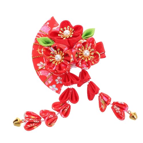ELAYARD Japanische Kimono Haarspange mit Langlebigem Stoff Modischem Quasten Fächer Design Vielseitiger Haarschmuck für Damen Geeignet für Hanfu Cosplay Partys und Festliche Anlässe von ELAYARD